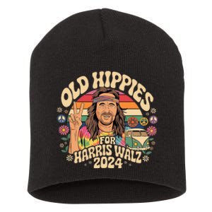 Old Hippies For Harris Waltz 2024 Election Kamala Harris Short Acrylic Beanie