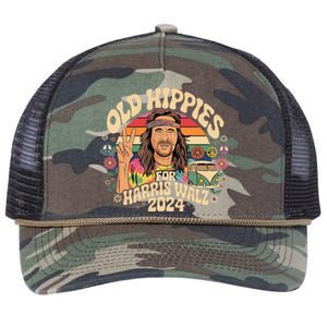 Old Hippies For Harris Waltz 2024 Election Kamala Harris Retro Rope Trucker Hat Cap