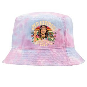 Old Hippies For Harris Waltz 2024 Election Kamala Harris Tie-Dyed Bucket Hat