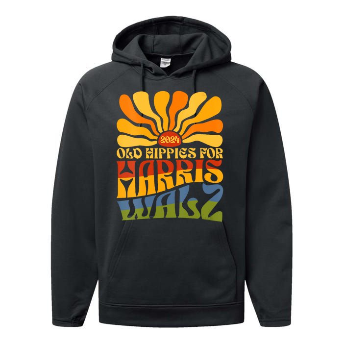 Old Hippies For Harris Walz 2024 Election Kamala Harris Performance Fleece Hoodie