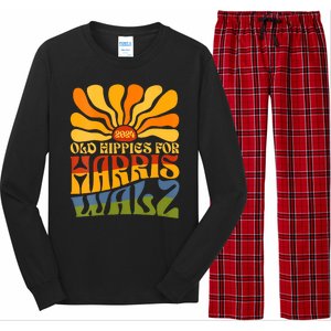 Old Hippies For Harris Walz 2024 Election Kamala Harris Long Sleeve Pajama Set