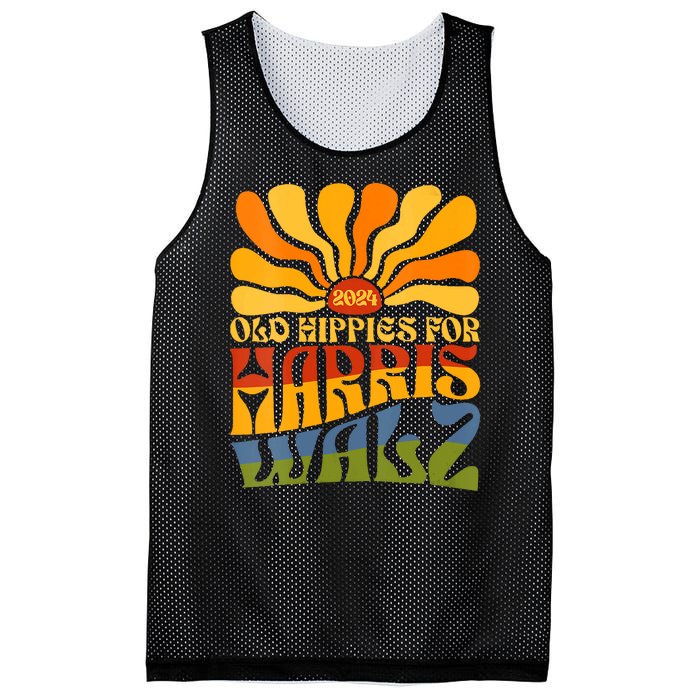 Old Hippies For Harris Walz 2024 Election Kamala Harris Mesh Reversible Basketball Jersey Tank