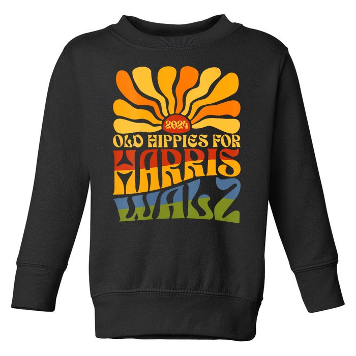 Old Hippies For Harris Walz 2024 Election Kamala Harris Toddler Sweatshirt