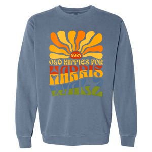 Old Hippies For Harris Walz 2024 Election Kamala Harris Garment-Dyed Sweatshirt