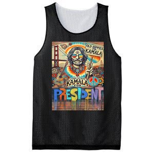 Old Hippies For Kamala 2024 Peace & Love Campaign Mesh Reversible Basketball Jersey Tank