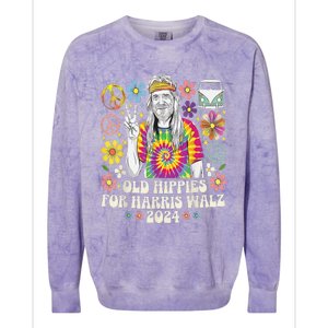 Old Hippies For Harris Waltz 2024 Election Kamala Harris Colorblast Crewneck Sweatshirt