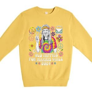 Old Hippies For Harris Waltz 2024 Election Kamala Harris Premium Crewneck Sweatshirt