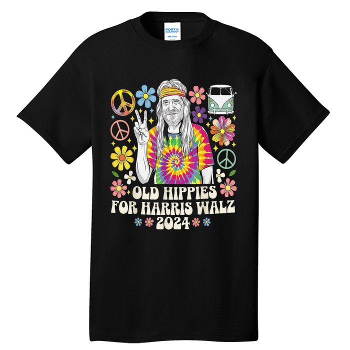 Old Hippies For Harris Waltz 2024 Election Kamala Harris Tall T-Shirt