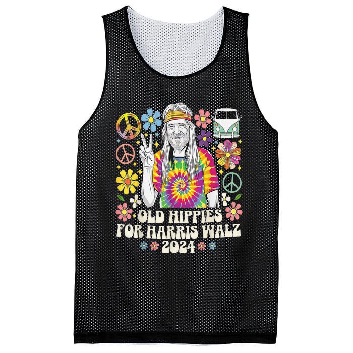 Old Hippies For Harris Waltz 2024 Election Kamala Harris Mesh Reversible Basketball Jersey Tank