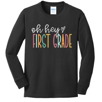 Oh Hey First Grade Cute 1st Grade Team Kids Long Sleeve Shirt