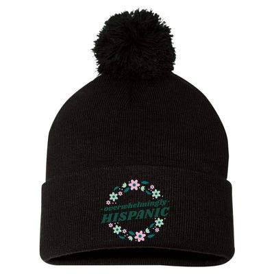 Overwhelmingly Hispanic Floral Pom Pom 12in Knit Beanie