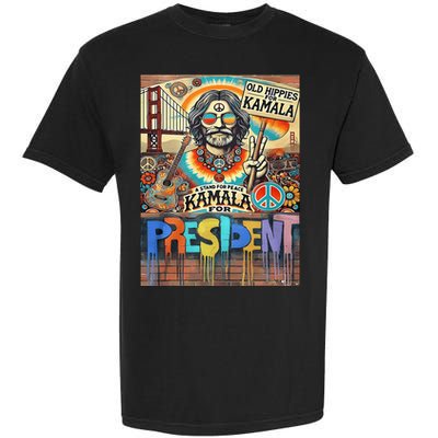 Old Hippies For Kamala 2024 Peace & Love Campaign Garment-Dyed Heavyweight T-Shirt