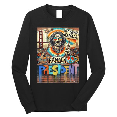 Old Hippies For Kamala 2024 Peace & Love Campaign Long Sleeve Shirt