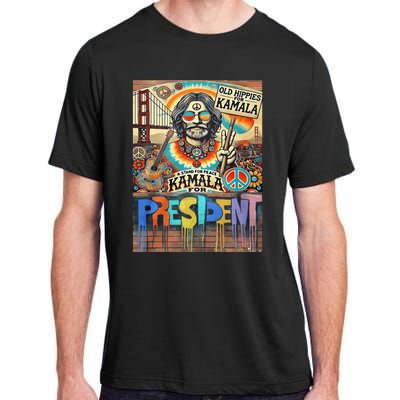 Old Hippies For Kamala 2024 Peace & Love Campaign Adult ChromaSoft Performance T-Shirt