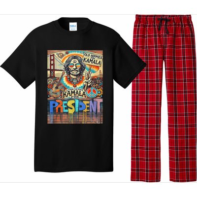 Old Hippies For Kamala 2024 Peace & Love Campaign Pajama Set