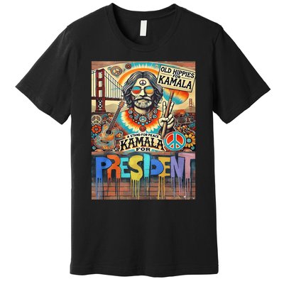 Old Hippies For Kamala 2024 Peace & Love Campaign Premium T-Shirt