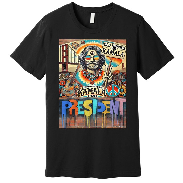 Old Hippies For Kamala 2024 Peace & Love Campaign Premium T-Shirt