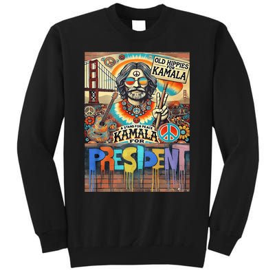 Old Hippies For Kamala 2024 Peace & Love Campaign Tall Sweatshirt