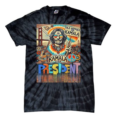 Old Hippies For Kamala 2024 Peace & Love Campaign Tie-Dye T-Shirt