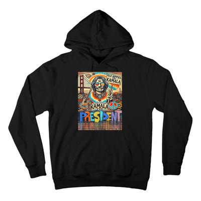 Old Hippies For Kamala 2024 Peace & Love Campaign Tall Hoodie