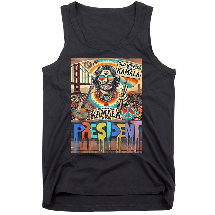 Old Hippies For Kamala 2024 Peace & Love Campaign Tank Top