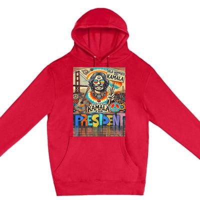 Old Hippies For Kamala 2024 Peace & Love Campaign Premium Pullover Hoodie