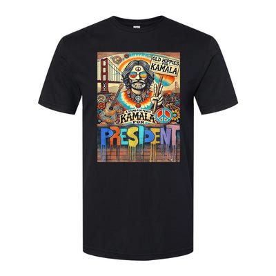 Old Hippies For Kamala 2024 Peace & Love Campaign Softstyle CVC T-Shirt