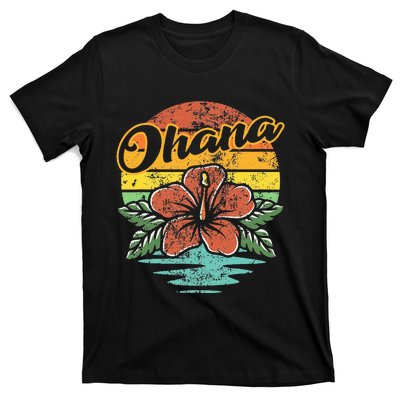 Ohana Hawaiian Family Vintage Retro Hawaii Hibiscus Flower T-Shirt