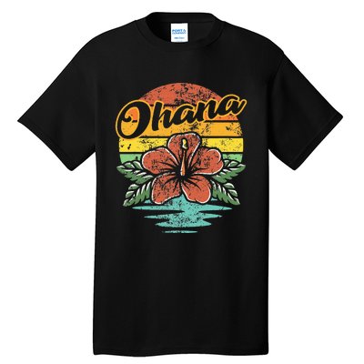 Ohana Hawaiian Family Vintage Retro Hawaii Hibiscus Flower Tall T-Shirt