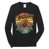 Ohana Hawaiian Family Vintage Retro Hawaii Hibiscus Flower Tall Long Sleeve T-Shirt