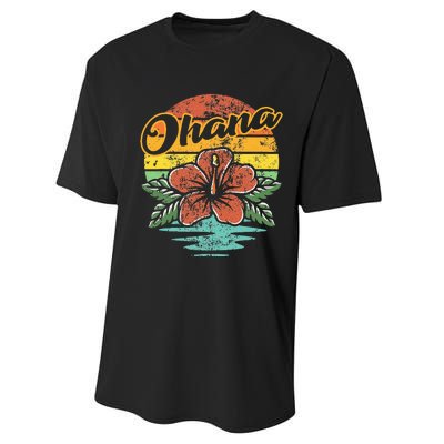 Ohana Hawaiian Family Vintage Retro Hawaii Hibiscus Flower Performance Sprint T-Shirt