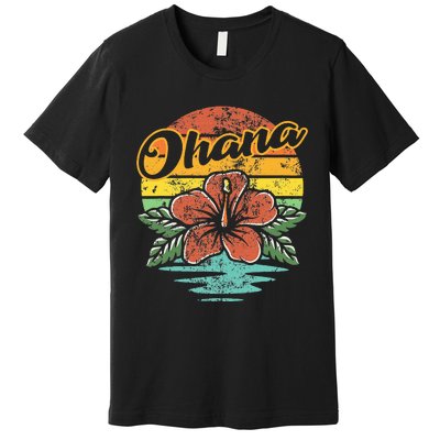 Ohana Hawaiian Family Vintage Retro Hawaii Hibiscus Flower Premium T-Shirt