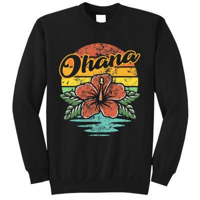 Ohana Hawaiian Family Vintage Retro Hawaii Hibiscus Flower Tall Sweatshirt