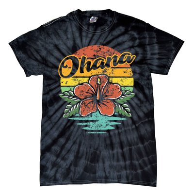 Ohana Hawaiian Family Vintage Retro Hawaii Hibiscus Flower Tie-Dye T-Shirt