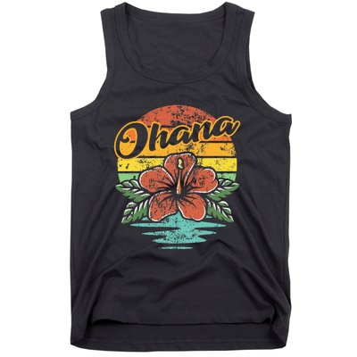 Ohana Hawaiian Family Vintage Retro Hawaii Hibiscus Flower Tank Top