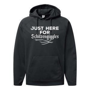 Oktoberfest Here For Schitzengiggles Funny German Performance Fleece Hoodie