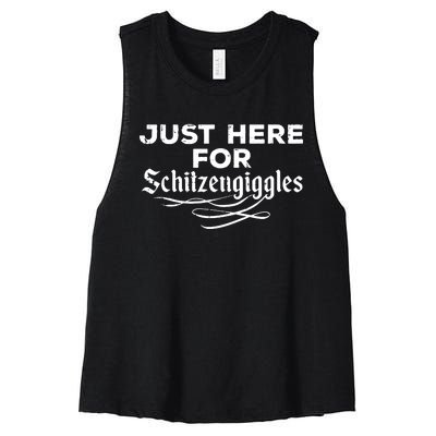 Oktoberfest Here For Schitzengiggles Funny German Women's Racerback Cropped Tank