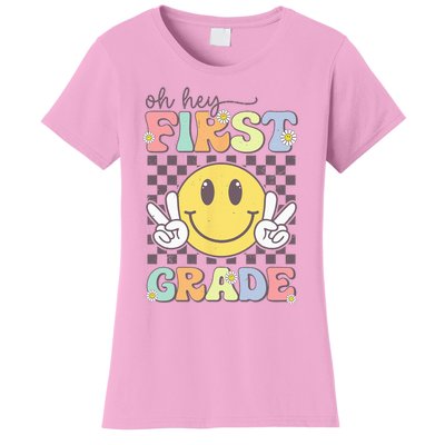 Oh Hey First Grade Hippie Smile Face 1st Grade Team Women's T-Shirt