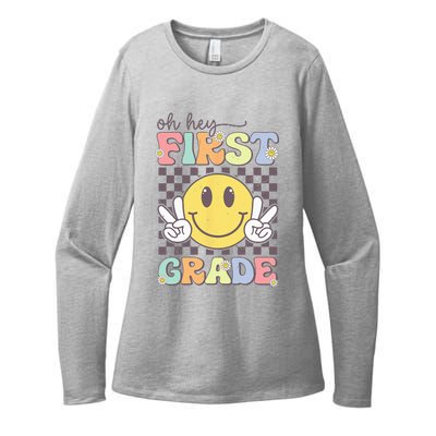 Oh Hey First Grade Hippie Smile Face 1st Grade Team Womens CVC Long Sleeve Shirt