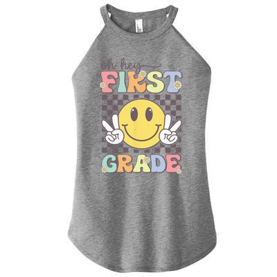 Oh Hey First Grade Hippie Smile Face 1st Grade Team Women's Perfect Tri Rocker Tank