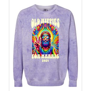 Old Hippies For Harris 2024 Kamala Harris Madam President Colorblast Crewneck Sweatshirt