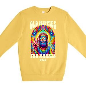 Old Hippies For Harris 2024 Kamala Harris Madam President Premium Crewneck Sweatshirt