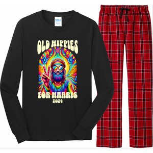 Old Hippies For Harris 2024 Kamala Harris Madam President Long Sleeve Pajama Set