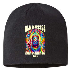 Old Hippies For Harris 2024 Kamala Harris Madam President Sustainable Beanie