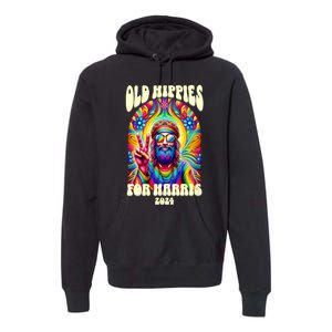 Old Hippies For Harris 2024 Kamala Harris Madam President Premium Hoodie