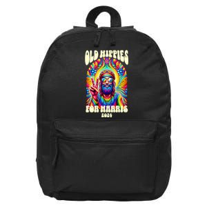 Old Hippies For Harris 2024 Kamala Harris Madam President 16 in Basic Backpack