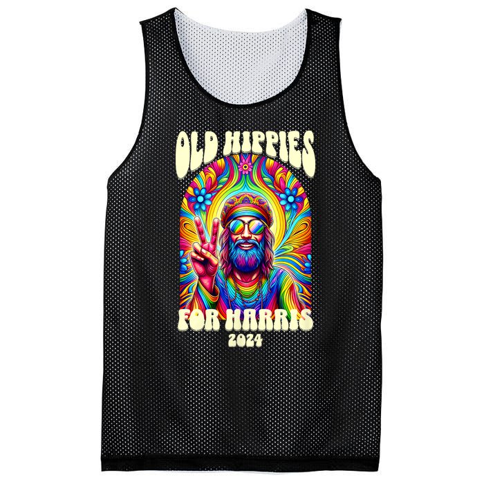 Old Hippies For Harris 2024 Kamala Harris Madam President Mesh Reversible Basketball Jersey Tank