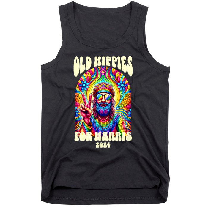 Old Hippies For Harris 2024 Kamala Harris Madam President Tank Top