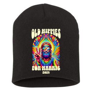 Old Hippies For Harris 2024 Kamala Harris Madam President Short Acrylic Beanie