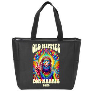 Old Hippies For Harris 2024 Kamala Harris Madam President Zip Tote Bag